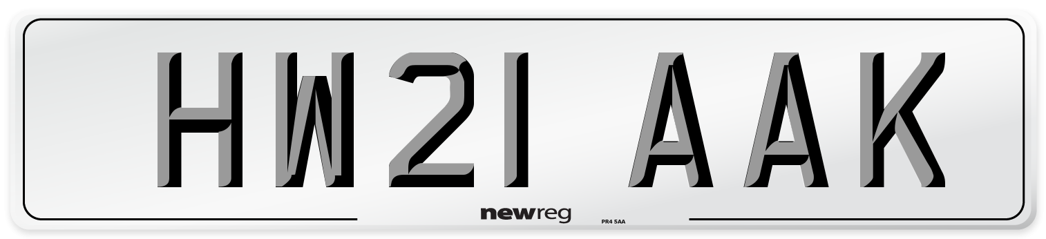 HW21 AAK Number Plate from New Reg